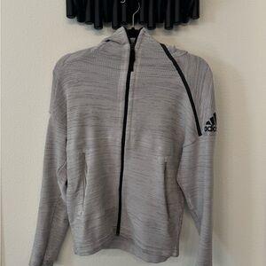 Adidas Women's Light Gray Zip-Up Sweater